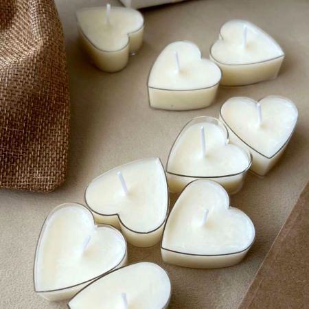Handmade Unscented Heart Clear Soy Wax Tealights 25 Pieces